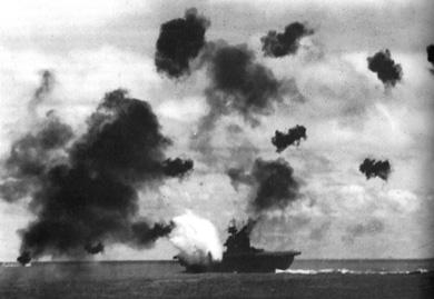 USS Yorktown afire