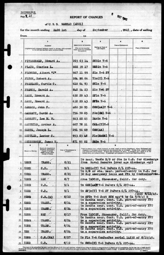 lee whitty garrett Sept 1 1945